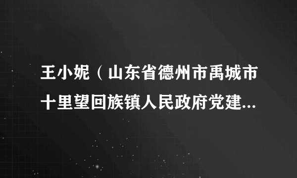 王小妮（山东省德州市禹城市十里望回族镇人民政府党建工作办公室一级科员）