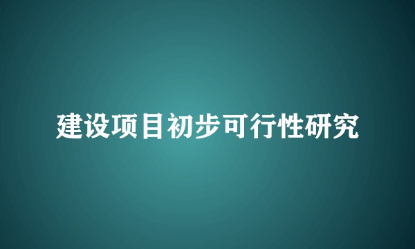 建设项目初步可行性研究