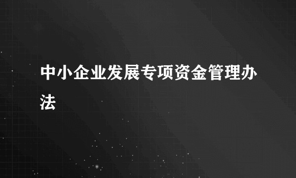 中小企业发展专项资金管理办法