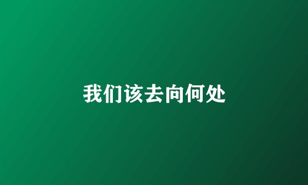 我们该去向何处