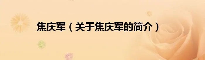 焦庆军（关于焦庆军的简介）