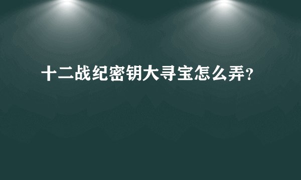 十二战纪密钥大寻宝怎么弄？