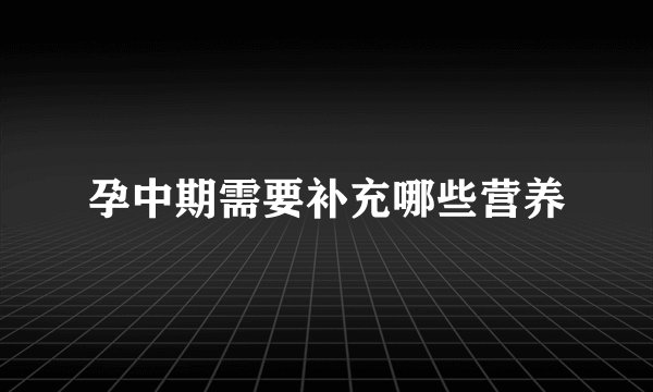 孕中期需要补充哪些营养