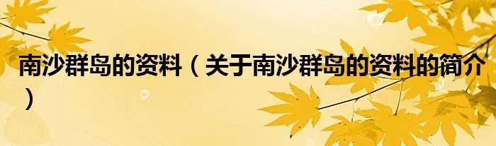 南沙群岛的资料(关于南沙群岛的资料的简介)