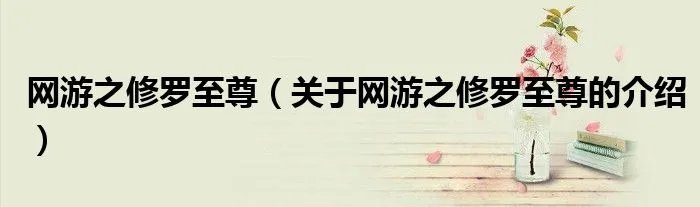 网游之修罗至尊(关于网游之修罗至尊的介绍)