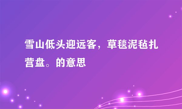 雪山低头迎远客，草毯泥毡扎营盘。的意思
