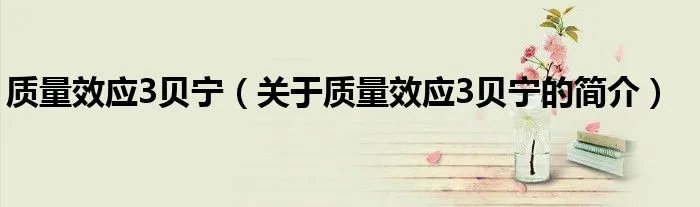 质量效应3贝宁（关于质量效应3贝宁的简介）