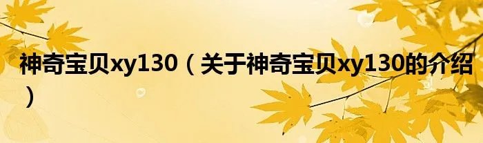 神奇宝贝xy130(关于神奇宝贝xy130的介绍)