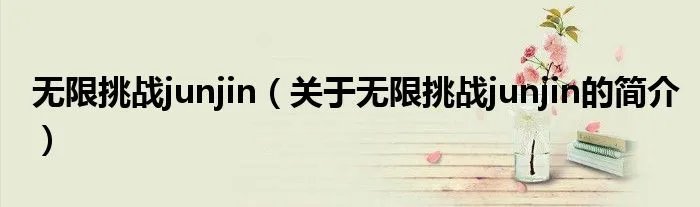 无限挑战junjin（关于无限挑战junjin的简介）