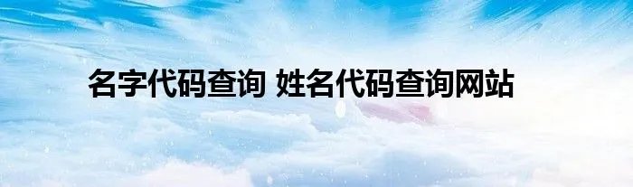 名字代码查询 姓名代码查询网站