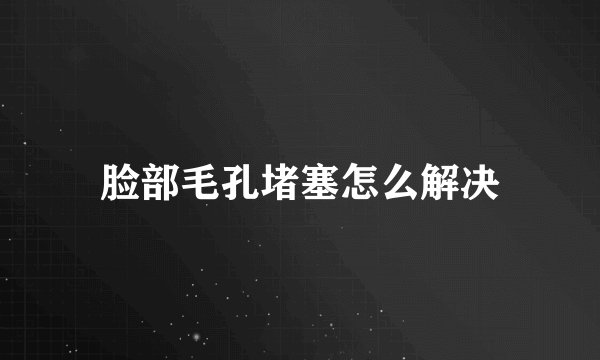 脸部毛孔堵塞怎么解决