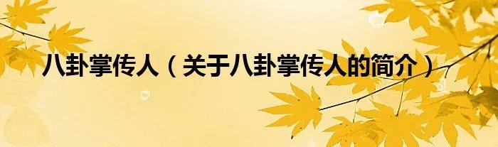 八卦掌传人（关于八卦掌传人的简介）