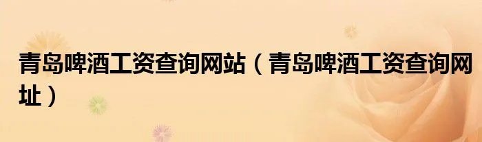 青岛啤酒工资查询网站（青岛啤酒工资查询网址）