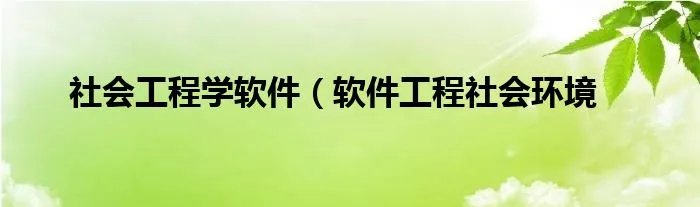 社会工程学软件(软件工程社会环境