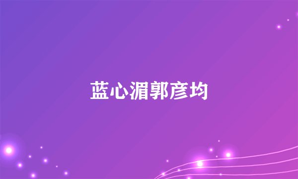 蓝心湄郭彦均
