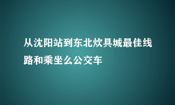从沈阳站到东北炊具城最佳线路和乘坐么公交车