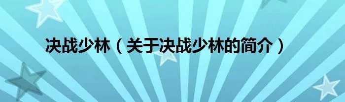 决战少林（关于决战少林的简介）