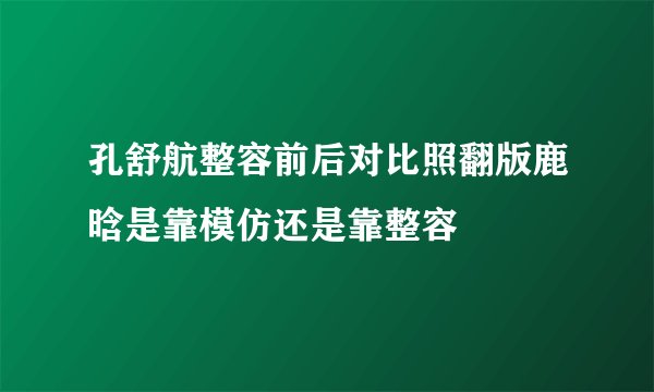 孔舒航整容前后对比照翻版鹿晗是靠模仿还是靠整容