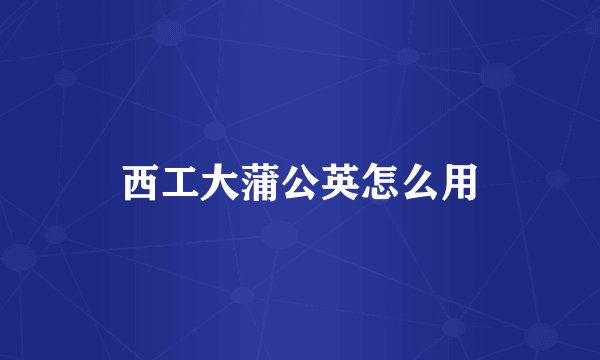 西工大蒲公英怎么用