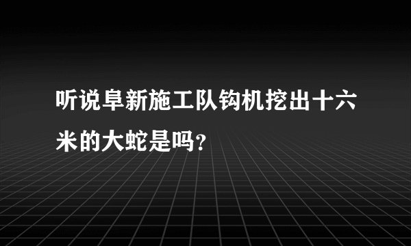 听说阜新施工队钩机挖出十六米的大蛇是吗？