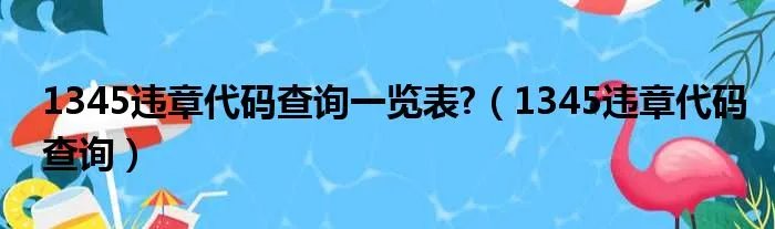 1345违章代码查询一览表?（1345违章代码查询）