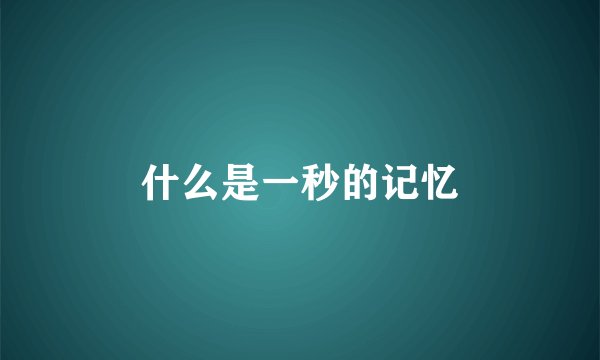 什么是一秒的记忆