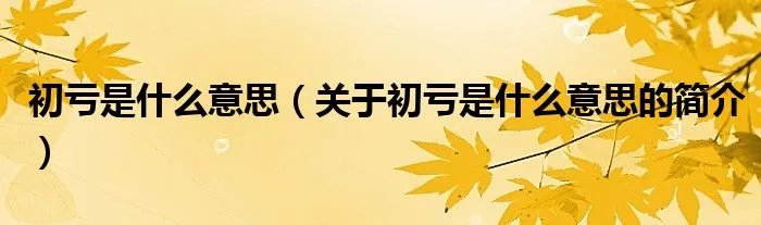 初亏是什么意思（关于初亏是什么意思的简介）
