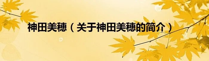 神田美穂(关于神田美穂的简介)