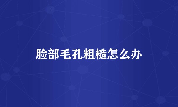 脸部毛孔粗糙怎么办