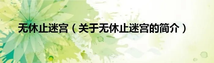 无休止迷宫(关于无休止迷宫的简介)
