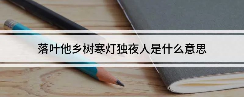 落叶他乡树寒灯独夜人是什么意思