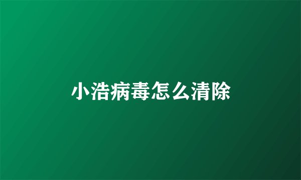 小浩病毒怎么清除