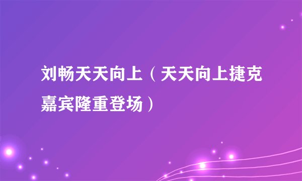 刘畅天天向上(天天向上捷克嘉宾隆重登场)