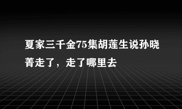 夏家三千金75集胡莲生说孙晓菁走了,走了哪里去