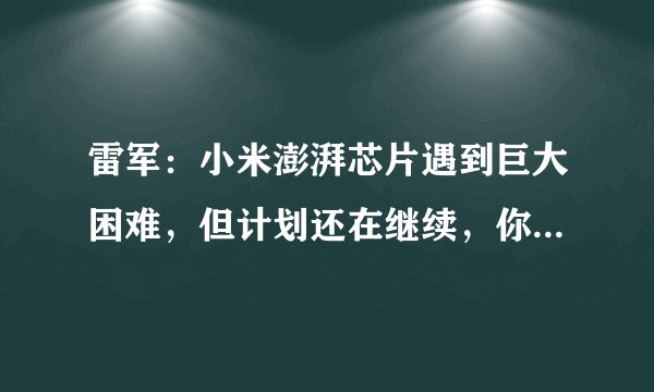 雷军:小米澎湃芯片遇到巨大困难,但计划还在继续,你怎么看?