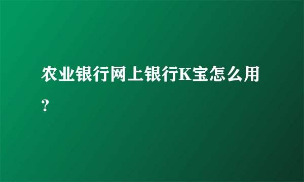 农业银行网上银行K宝怎么用?