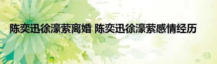 陈奕迅徐濠萦离婚 陈奕迅徐濠萦感情经历