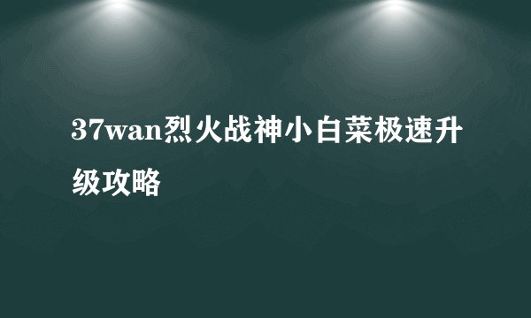 37wan烈火战神小白菜极速升级攻略