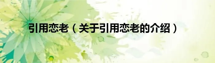 引用恋老（关于引用恋老的介绍）