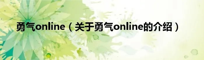 勇气online（关于勇气online的介绍）
