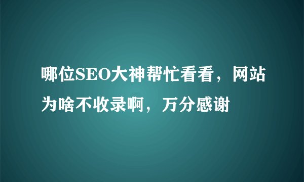 哪位SEO大神帮忙看看,网站为啥不收录啊,万分感谢