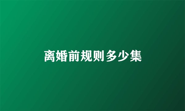 离婚前规则多少集