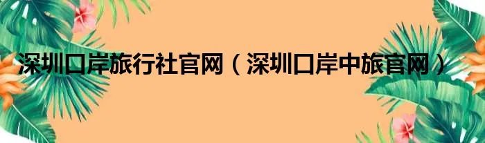 深圳口岸旅行社官网（深圳口岸中旅官网）