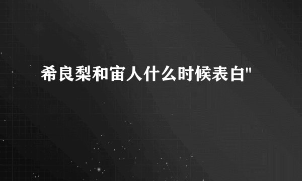 希良梨和宙人什么时候表白