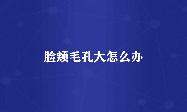脸颊毛孔大怎么办