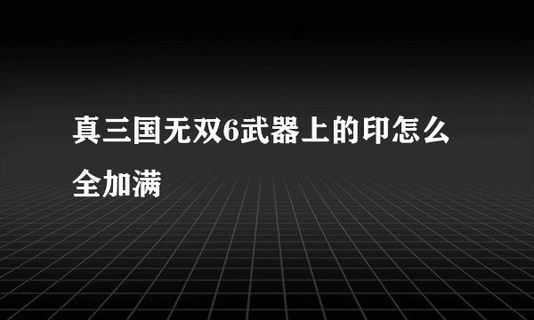 真三国无双6武器上的印怎么全加满