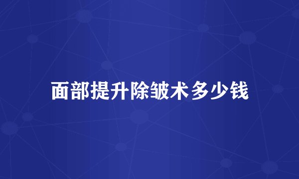 面部提升除皱术多少钱