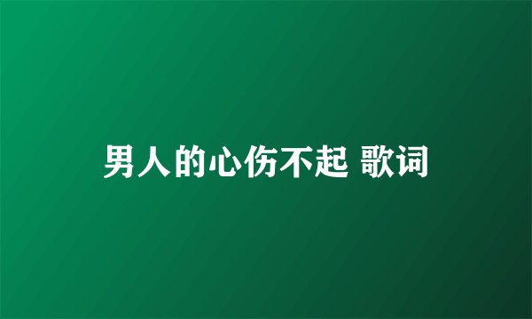 男人的心伤不起 歌词