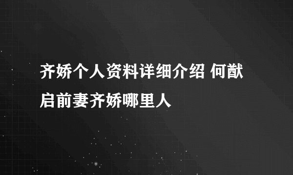 齐娇个人资料详细介绍 何猷启前妻齐娇哪里人