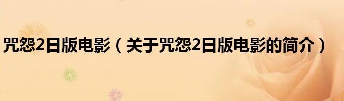 咒怨2日版电影（关于咒怨2日版电影的简介）